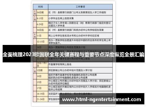 全面梳理2023欧国联全年关键赛程与重要节点深度纵览全景汇编
